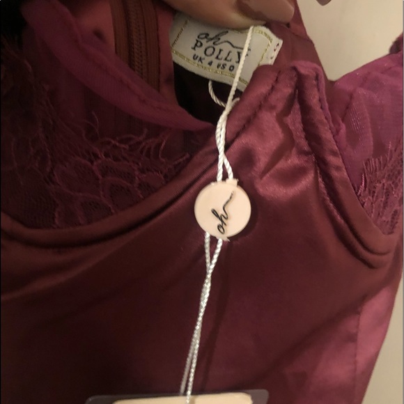 GIVE 'EM THE SLIP UNDERWIRED SATIN DRESS IN BERRY - Picture 4 of 5